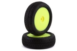 LOS41015 | Losi 1.6" Mini-B 2.0 Front Taper Pin Off Road Tyres On Yellow Rims - Glued Wheels 2Pcs