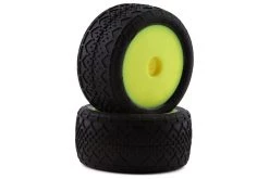 LOS41016 | Losi 1.6" Mini-B 2.0 Rear BK Bar Off Road Tyres On Yellow Rims - Glued Wheels 2Pcs