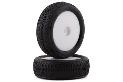 LOS41017 | Losi 1.6" Mini-B 2.0 Front Taper Pin Off Road Tyres On White Rims - Glued Wheels 2Pcs