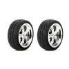 LOS43038 | Losi Chrome 5-Spoke Wheels & Tyres 54x26mm 2Pcs