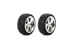 LOS43038 | Losi Chrome 5-Spoke Wheels & Tyres 54x26mm 2Pcs