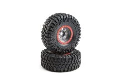 LOS45029 | Losi 3.2" Maxxis Creepy Crawler LT Tyres On Red/Grey Rims - Glued Wheels 2Pcs