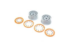 LOS45032 | Losi 4.7/5.5" DBXL-E 2.0 Silver Rims & Orange Beadlock Set 2Pcs