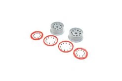 LOS45033 | Losi 4.7/5.5" DBXL-E 2.0 Silver Rims & Red Beadlock Set 2Pcs